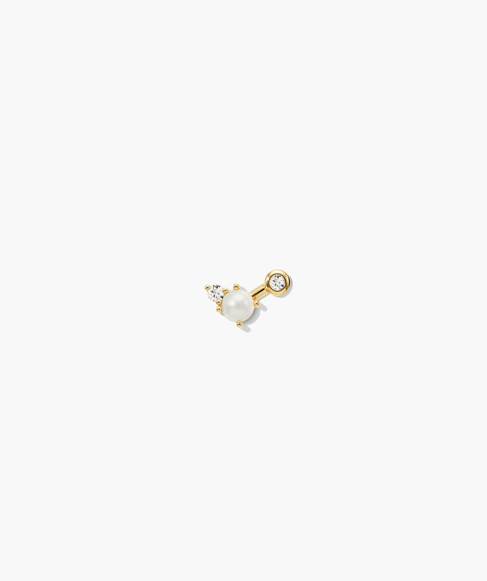 Celeste Pearl Triad Stud