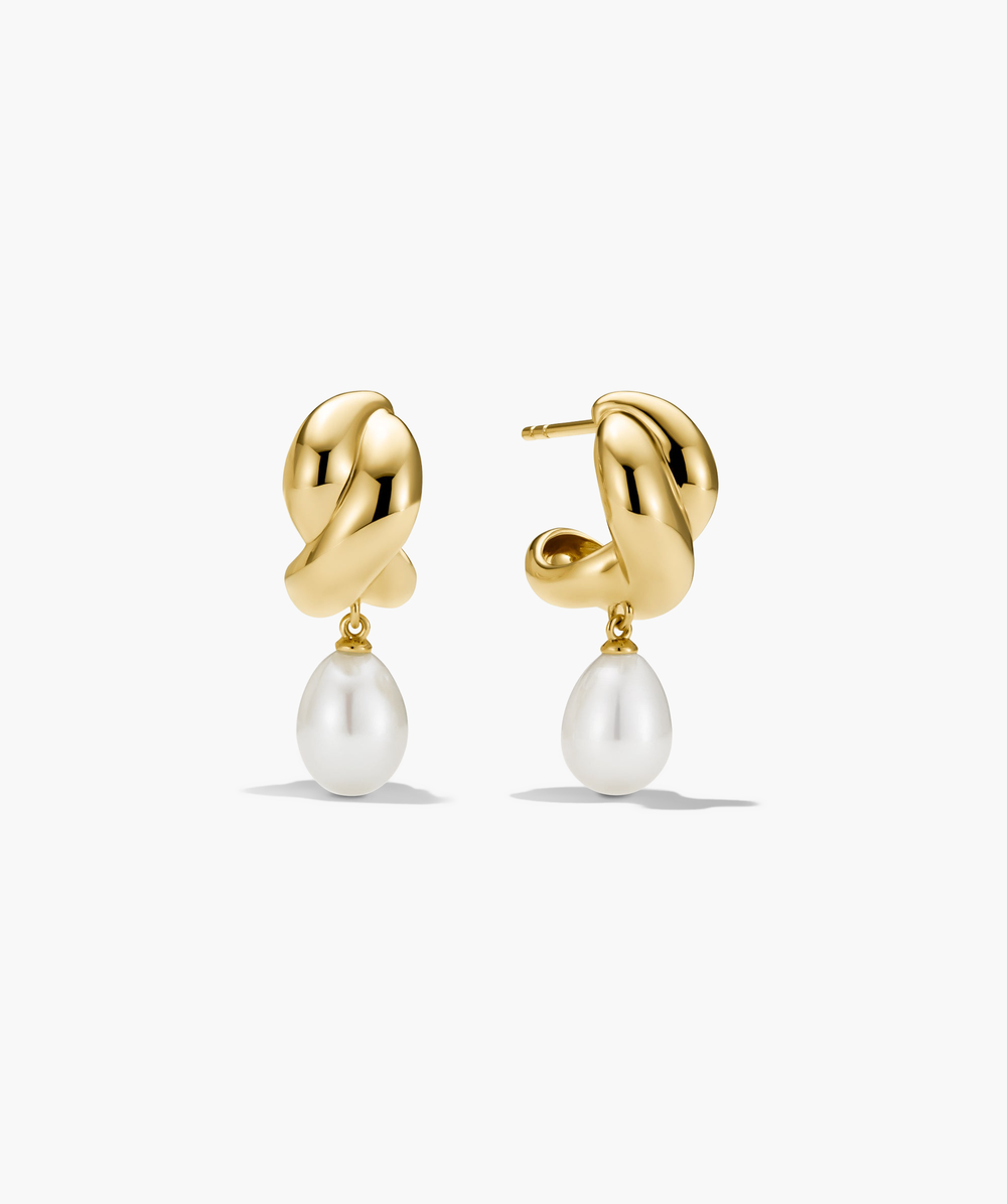 Dome Brioche Pearl Drop Earrings