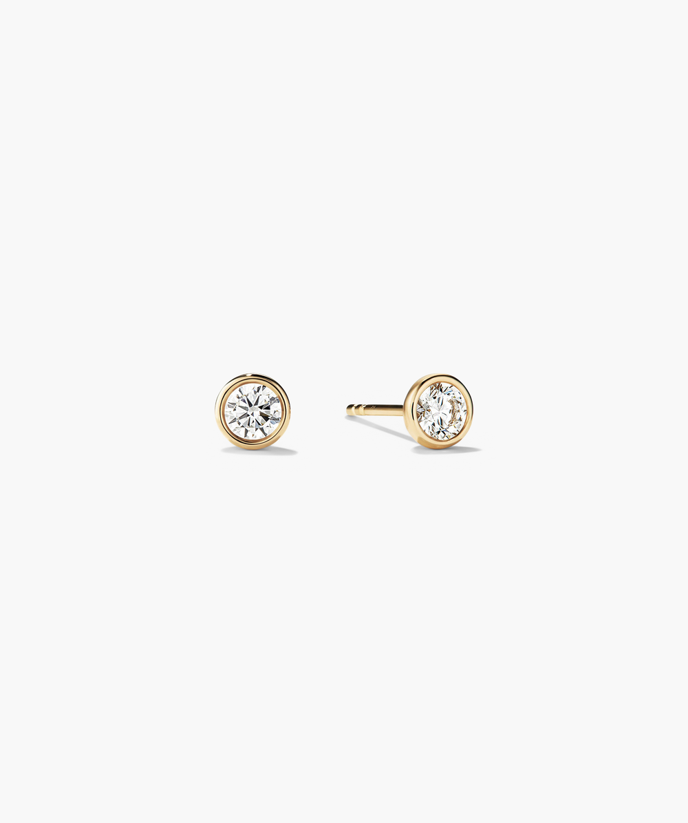 Bezel Round Lab Grown Diamond Studs 0 5 Ct 4 Prong