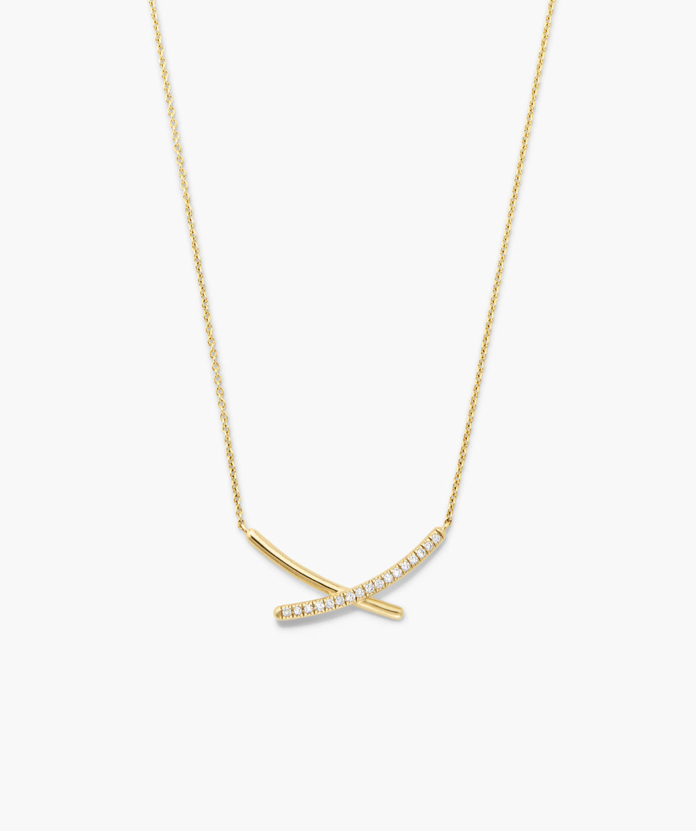 Elegant Interconnected Pavé Diamond X Necklace