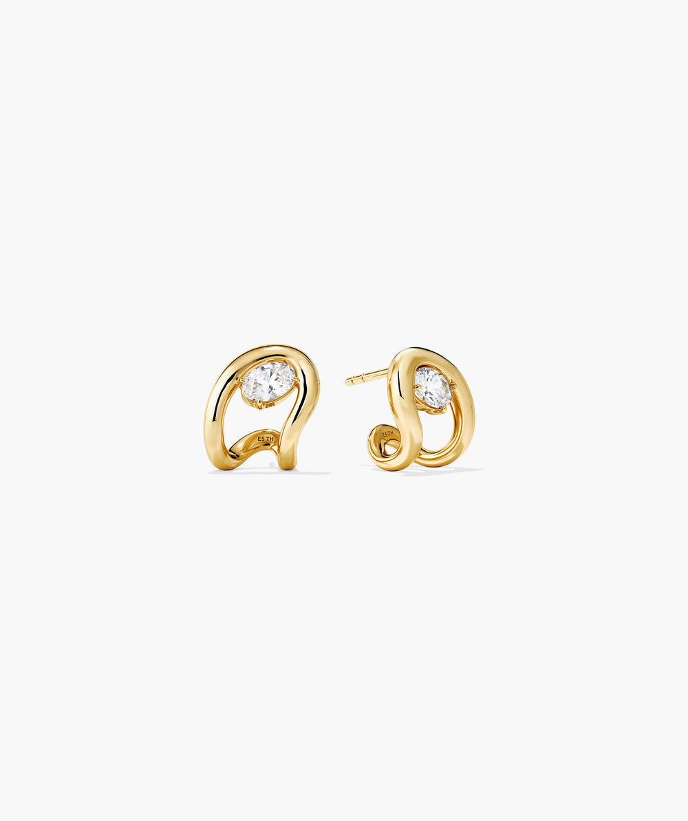 Organic Dome Curve Gemstone Huggies