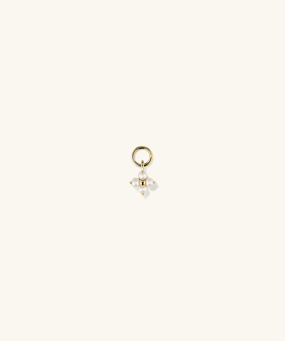 Cluster Pearl Hoop Charm – on model