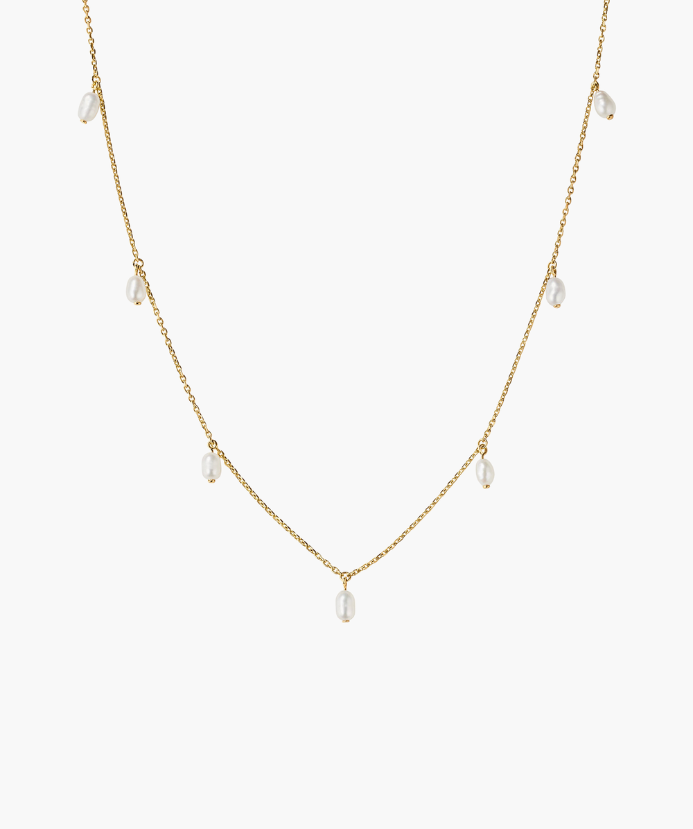 Elegant Tiny Pearl Station Necklace