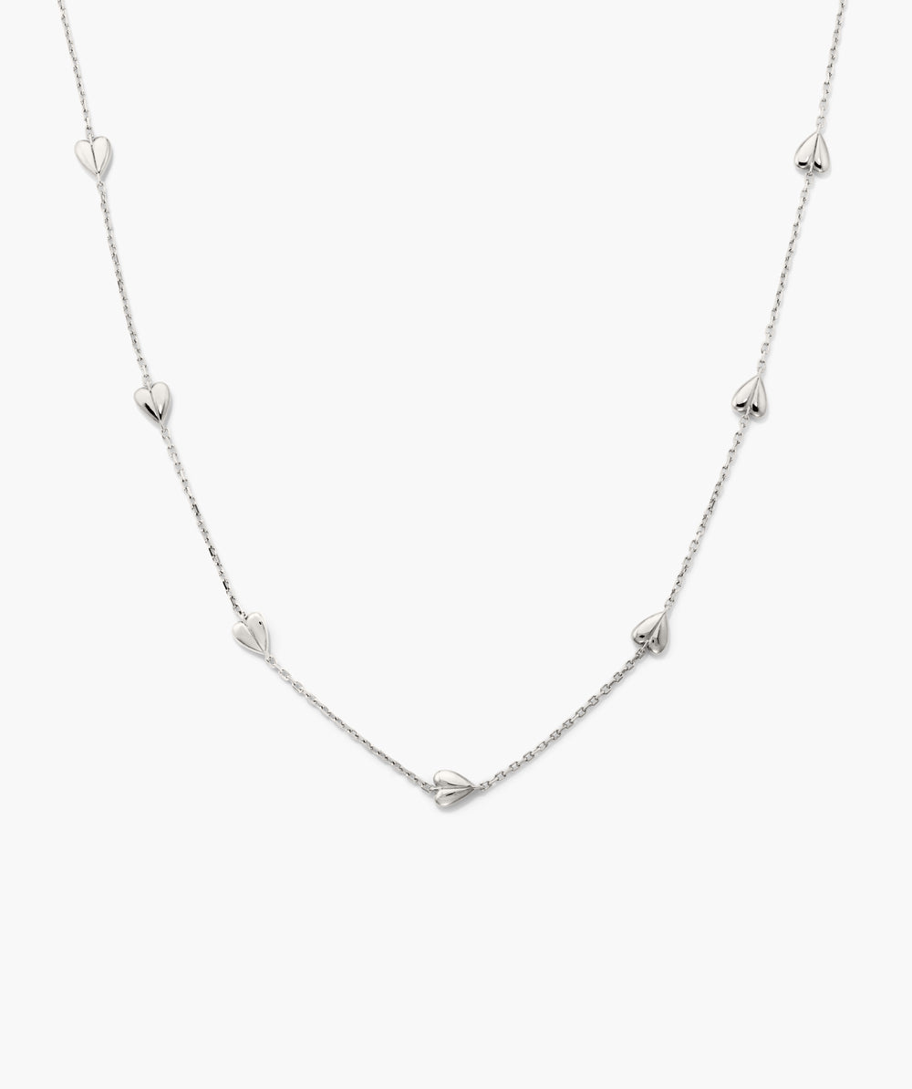 Elegant Puffy Heart Station Necklace