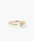 Polished Pavé Diamond Star Open Ring