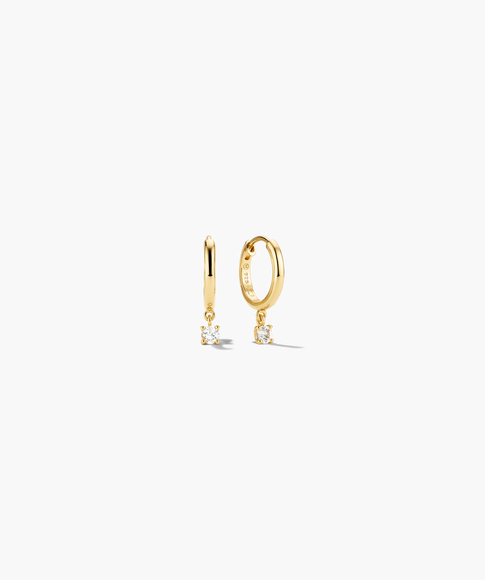 Round Lab Grown Sapphire Hoops