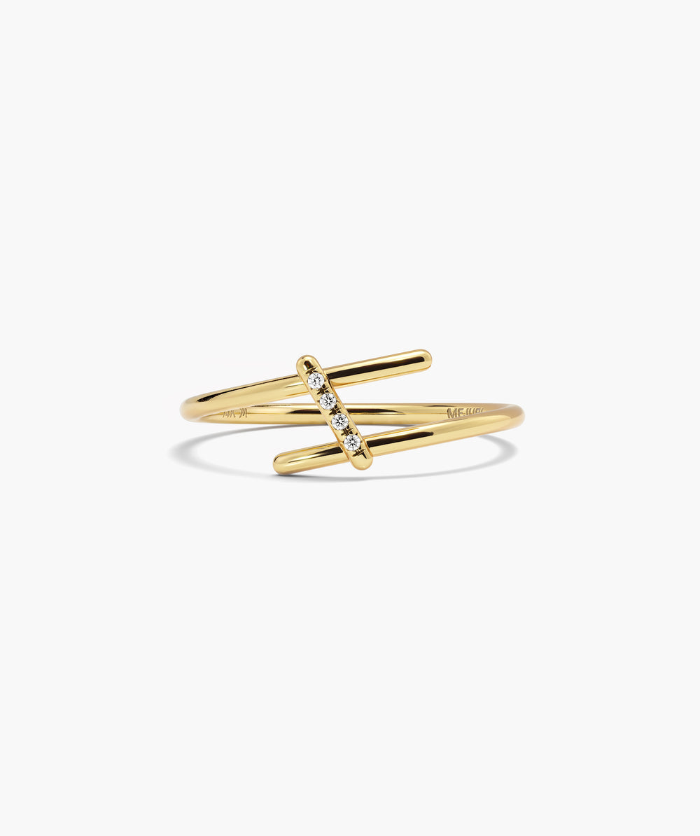 Polished Interconnected Strike Pavé Lab Grown Diamond Ring