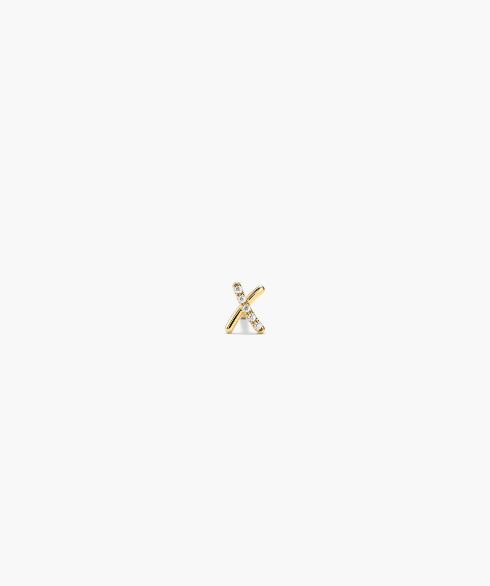 Single Interconnected X Pavé Diamond Stud