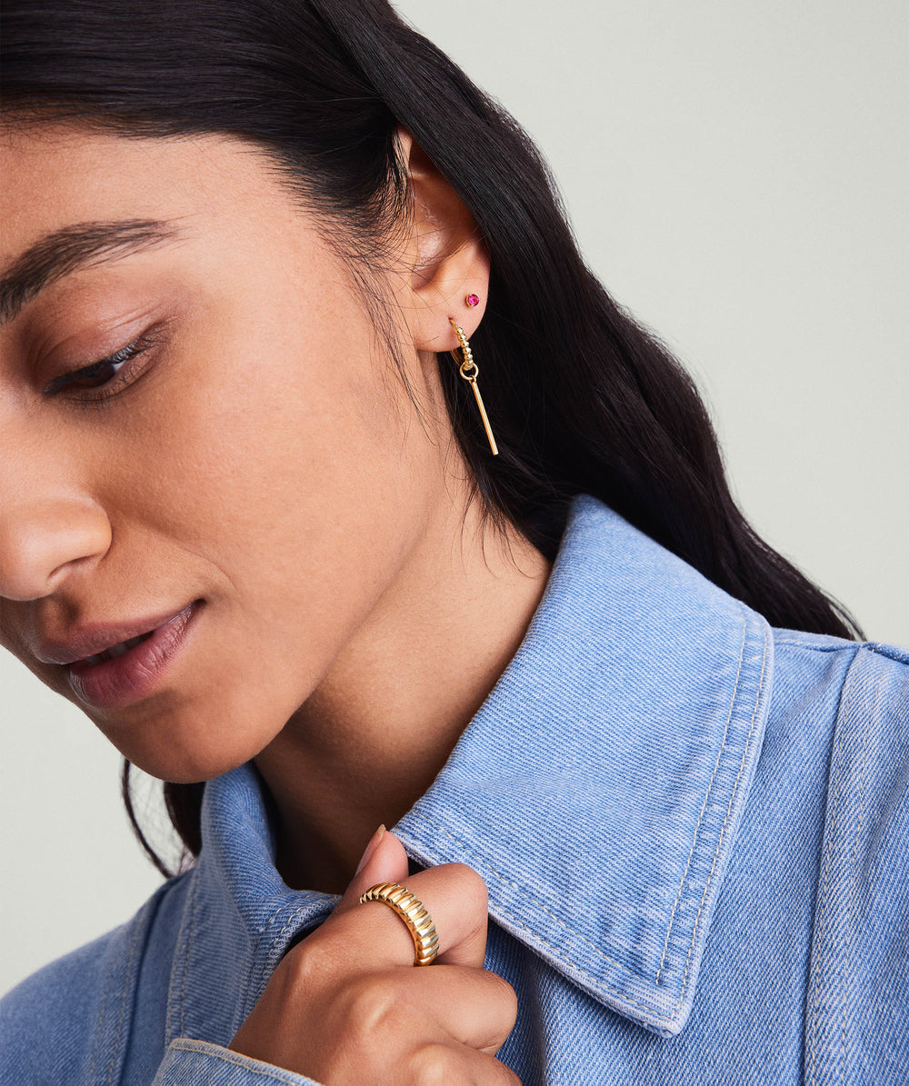 Gemstone Mini Studs – on model
