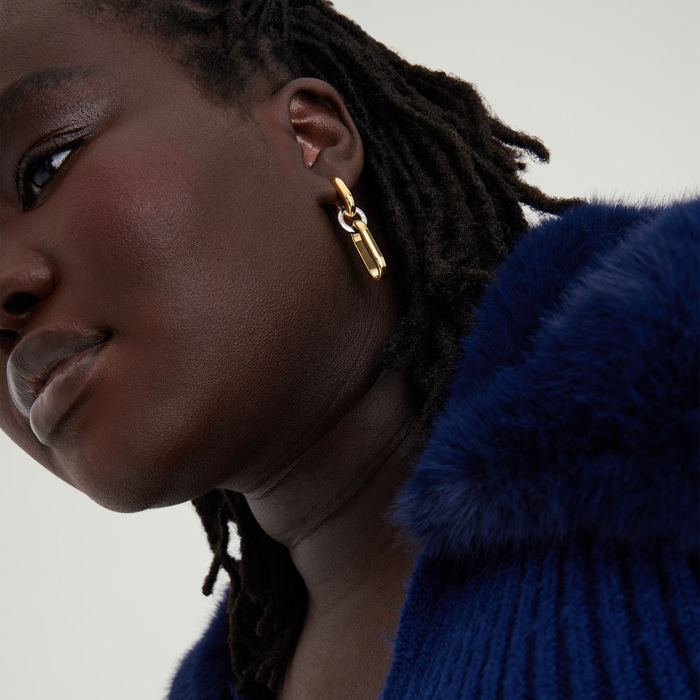 Mixed Convertible Link Earrings – on model
