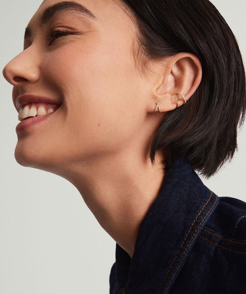 Pavé Diamond X Studs – on model