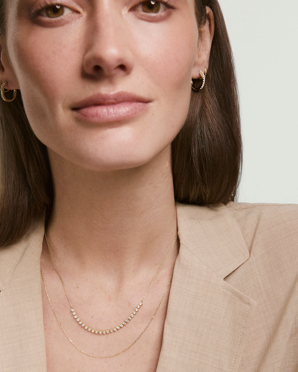 Elegant Lab Grown Sapphire Half Tennis Necklace – on model