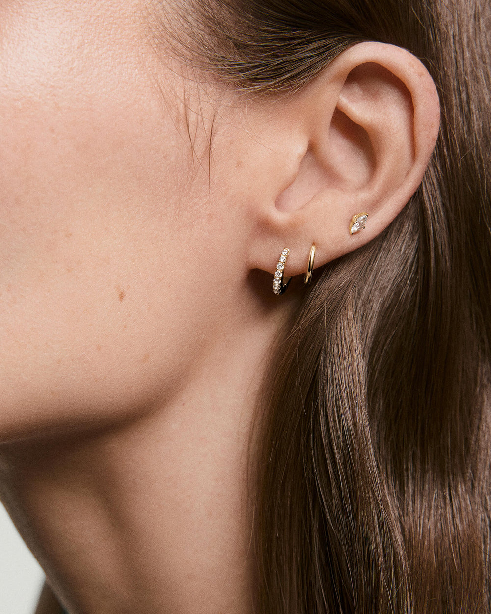 Pavé Lab Grown Sapphire Hoops – on model