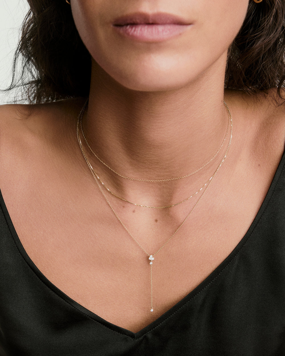 Elegant Celeste Lab Grown Diamond Lariat Necklace – on model