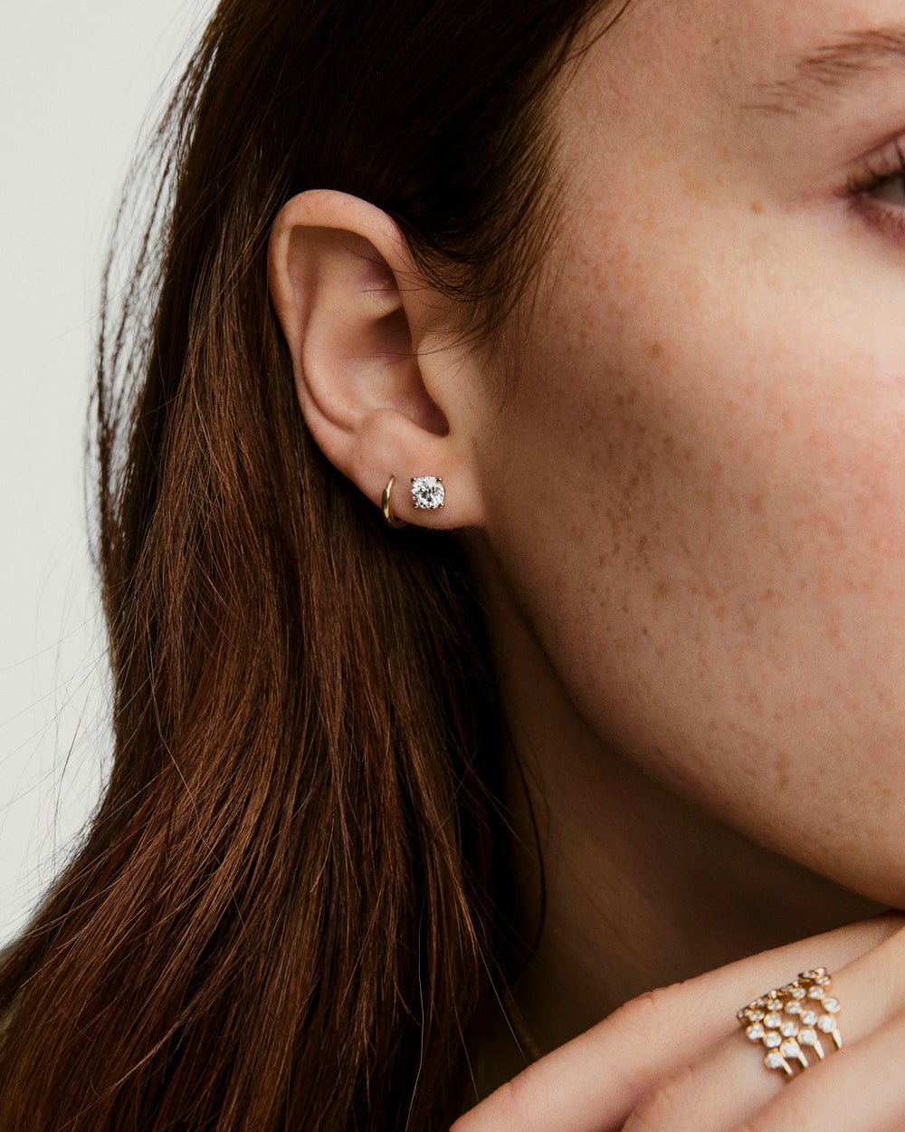 Lab Grown Diamond Round Studs 1 Tcw – on model