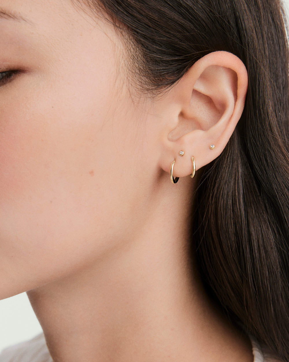 Easy Huggie Hoops – on model