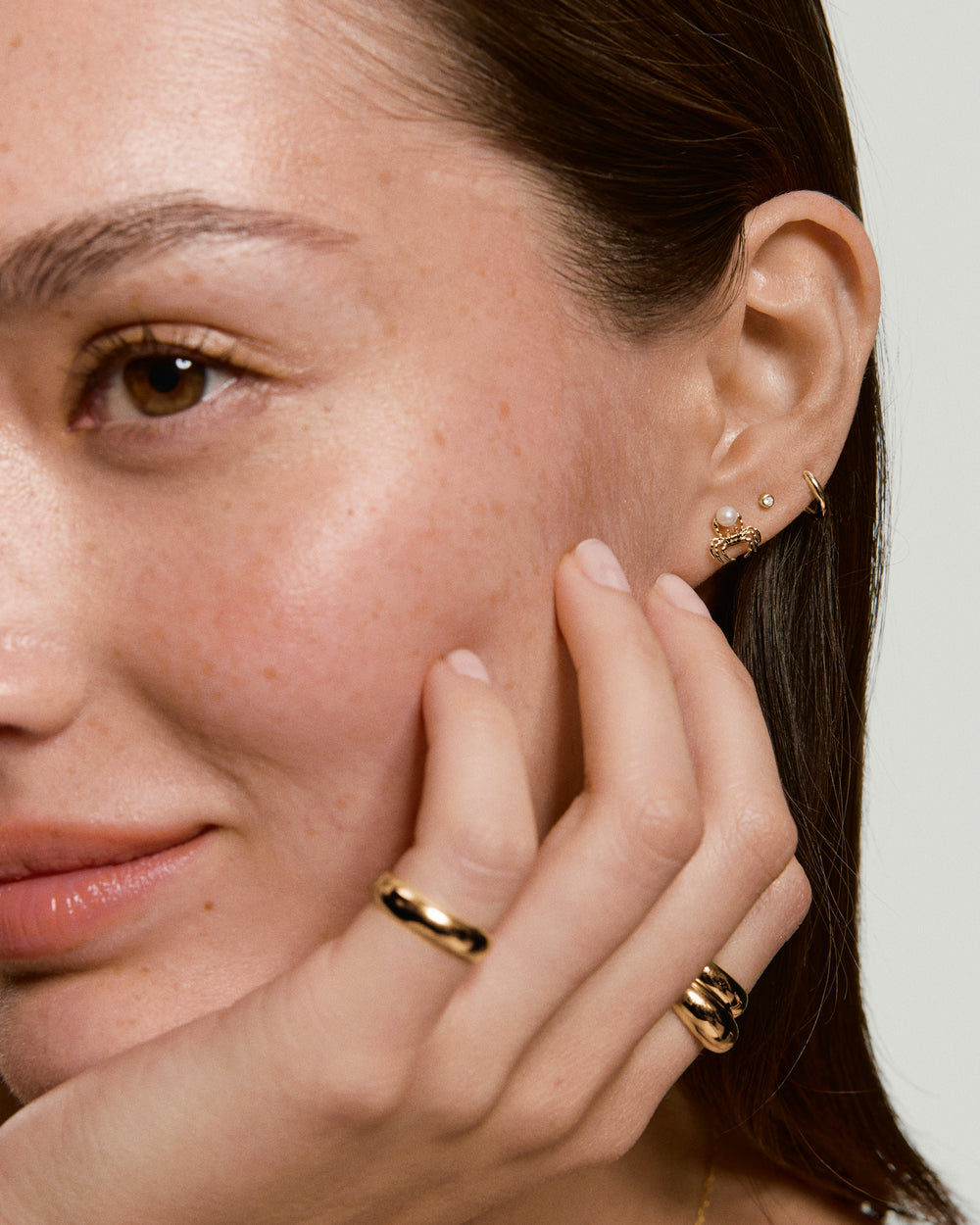 In A Pinch Pearl Studs – on model