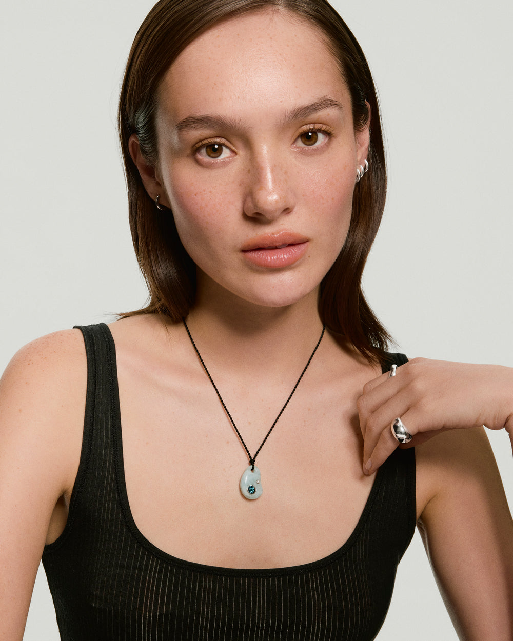 Elegant Pia Pebble Necklace – on model