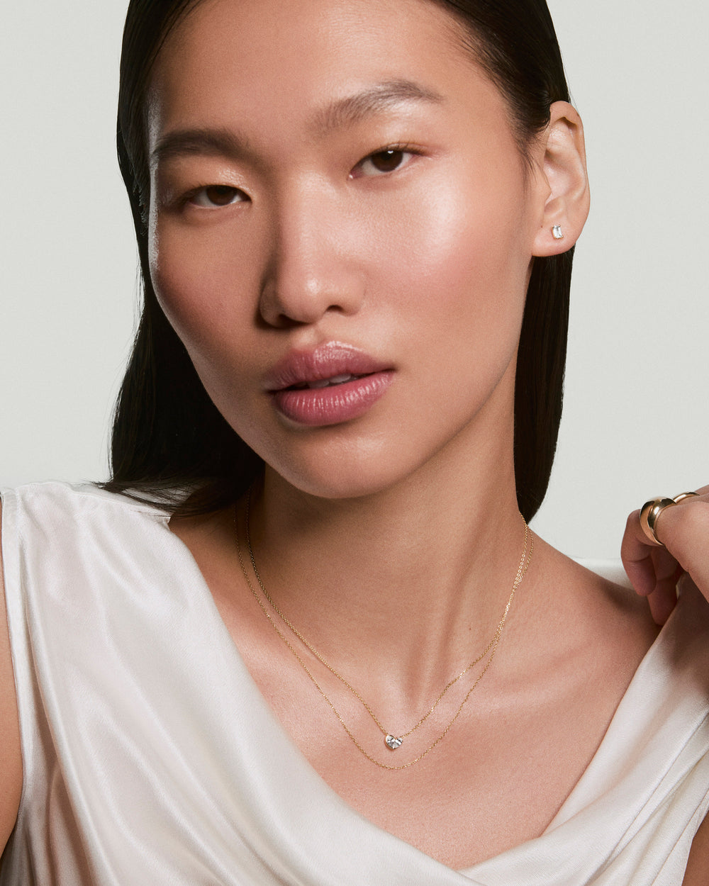 Elegant Two Of Hearts Necklace – on model
