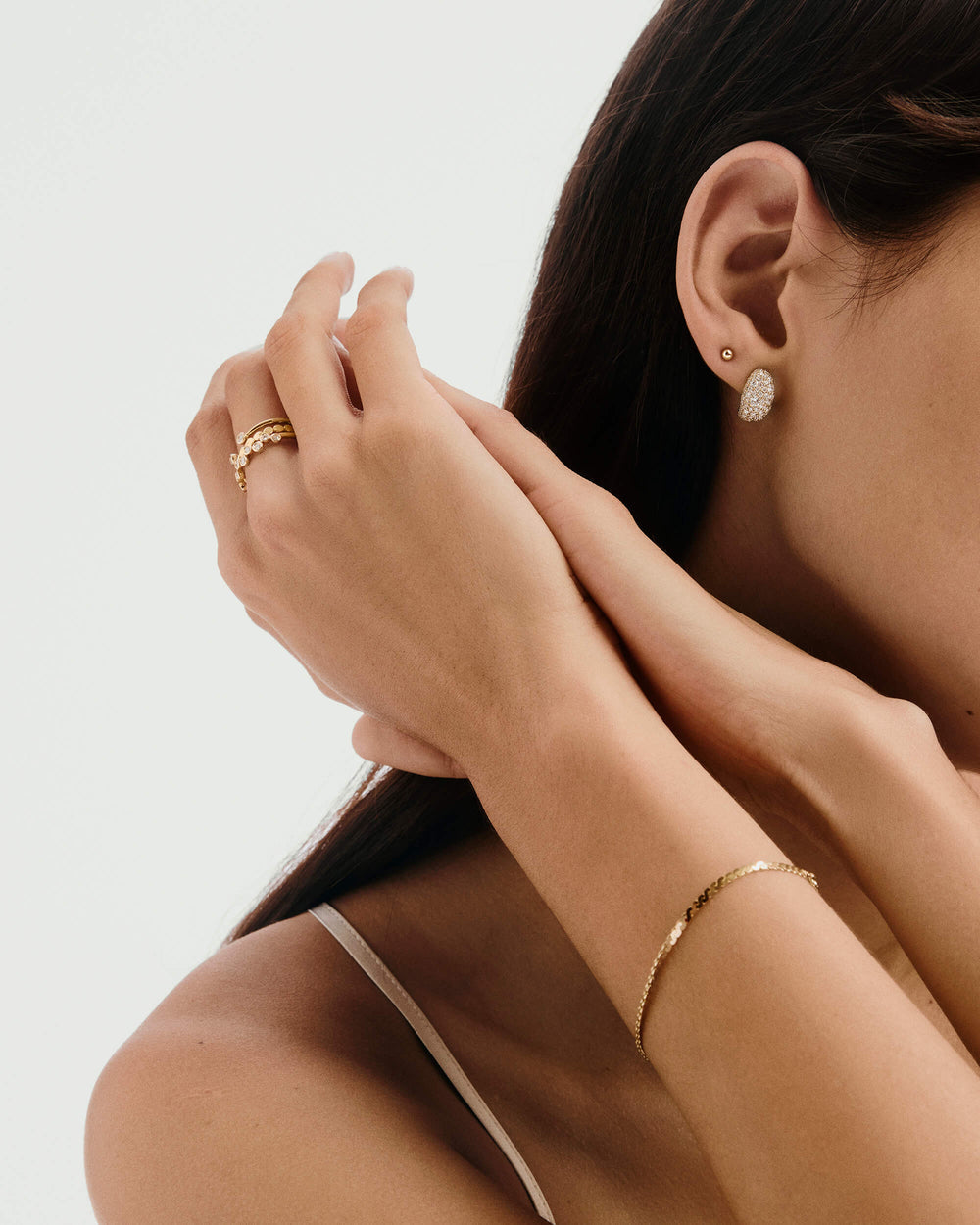 Pavé Diamond Dome Hoops – on model