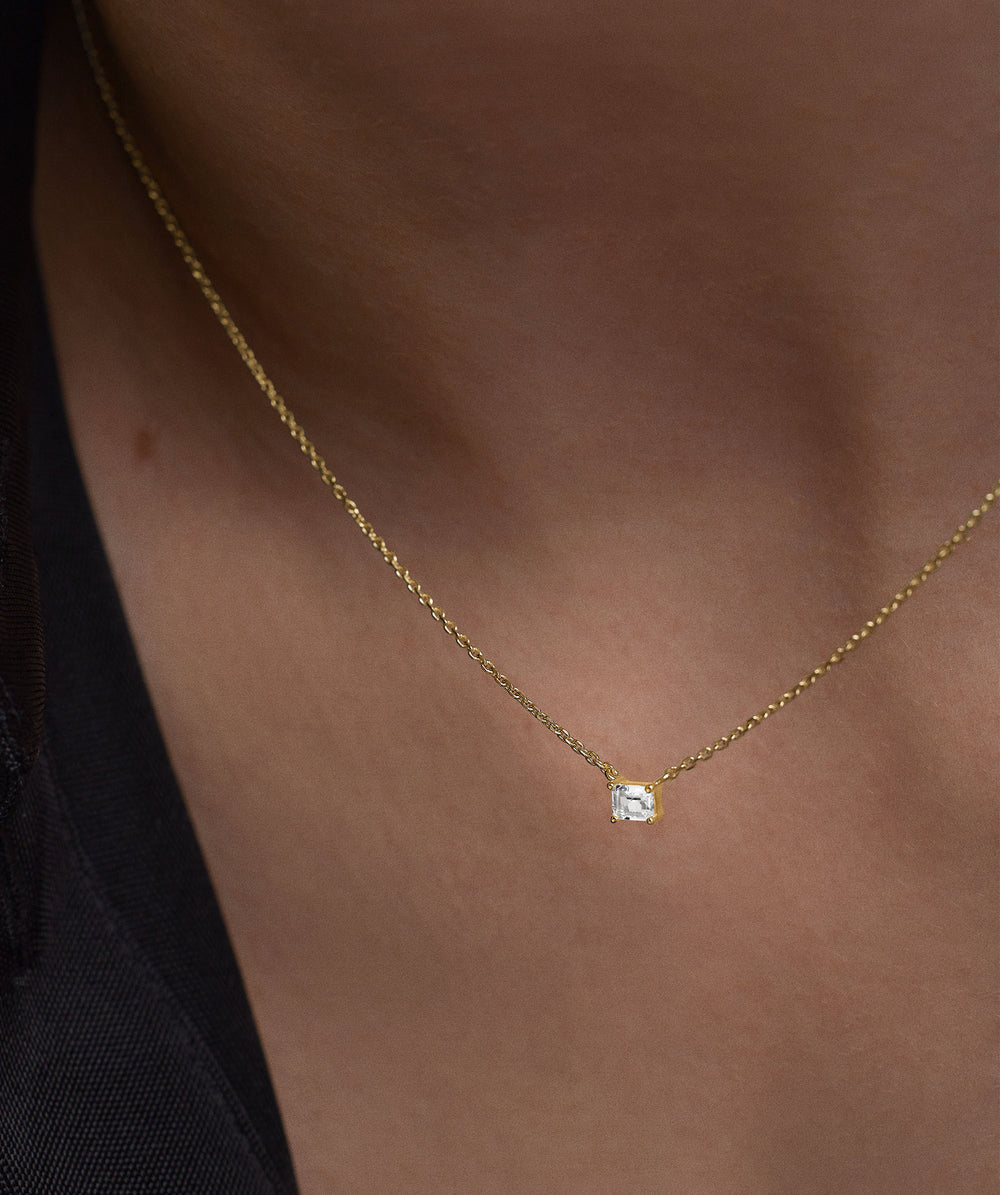 Elegant Lgs Baguette Station Necklace – on model