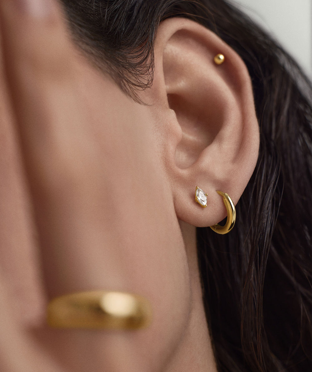Lab Grown Sapphire Marquise Cut Studs – on model