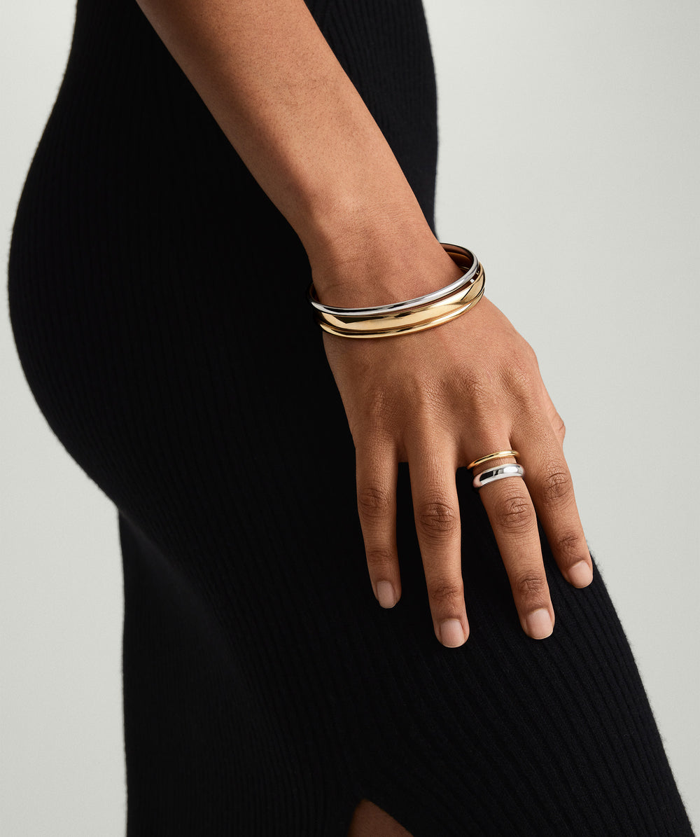 Polished Duet Mixed Ring – on model
