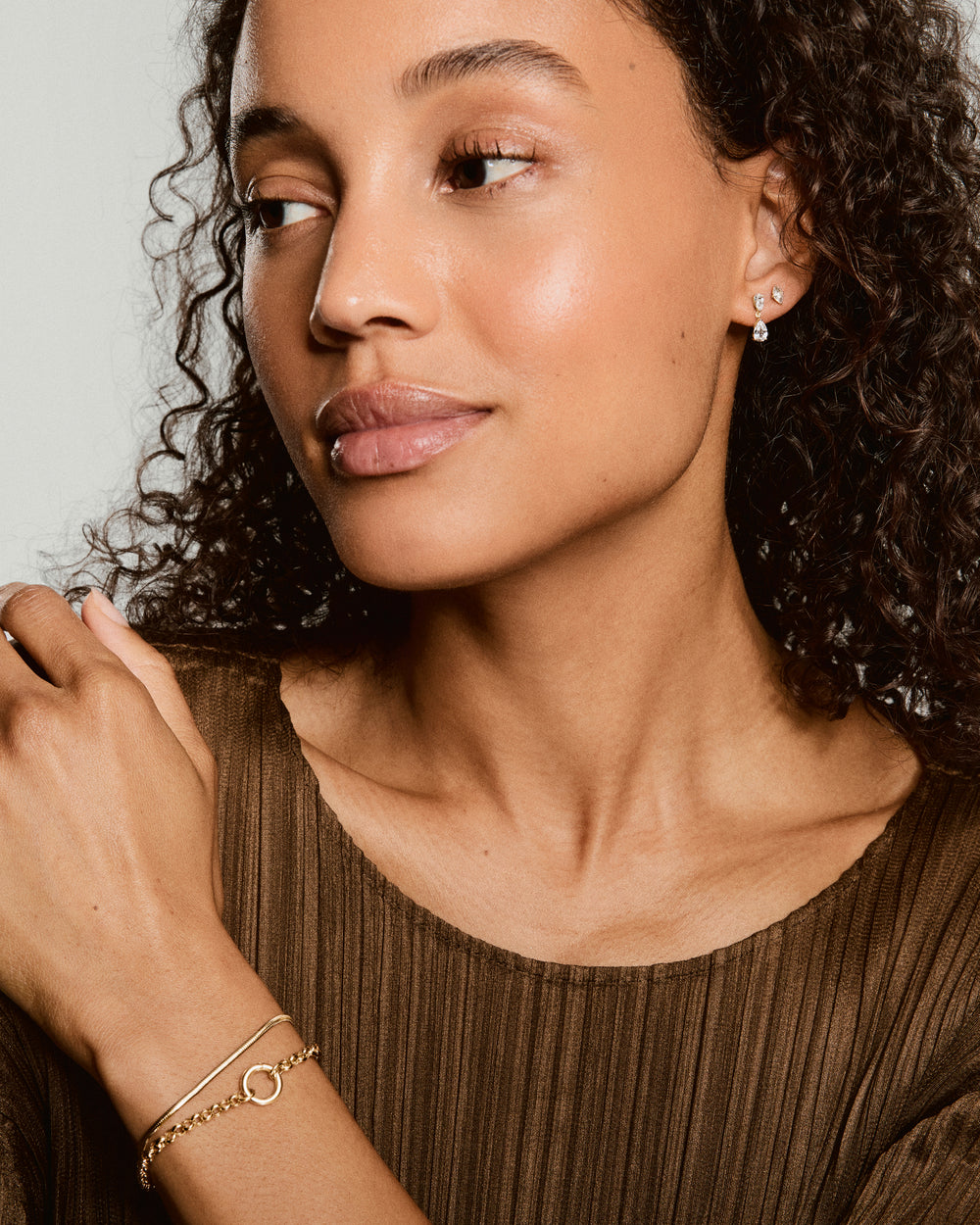 Ada Double Pearl Drop Earrings – on model