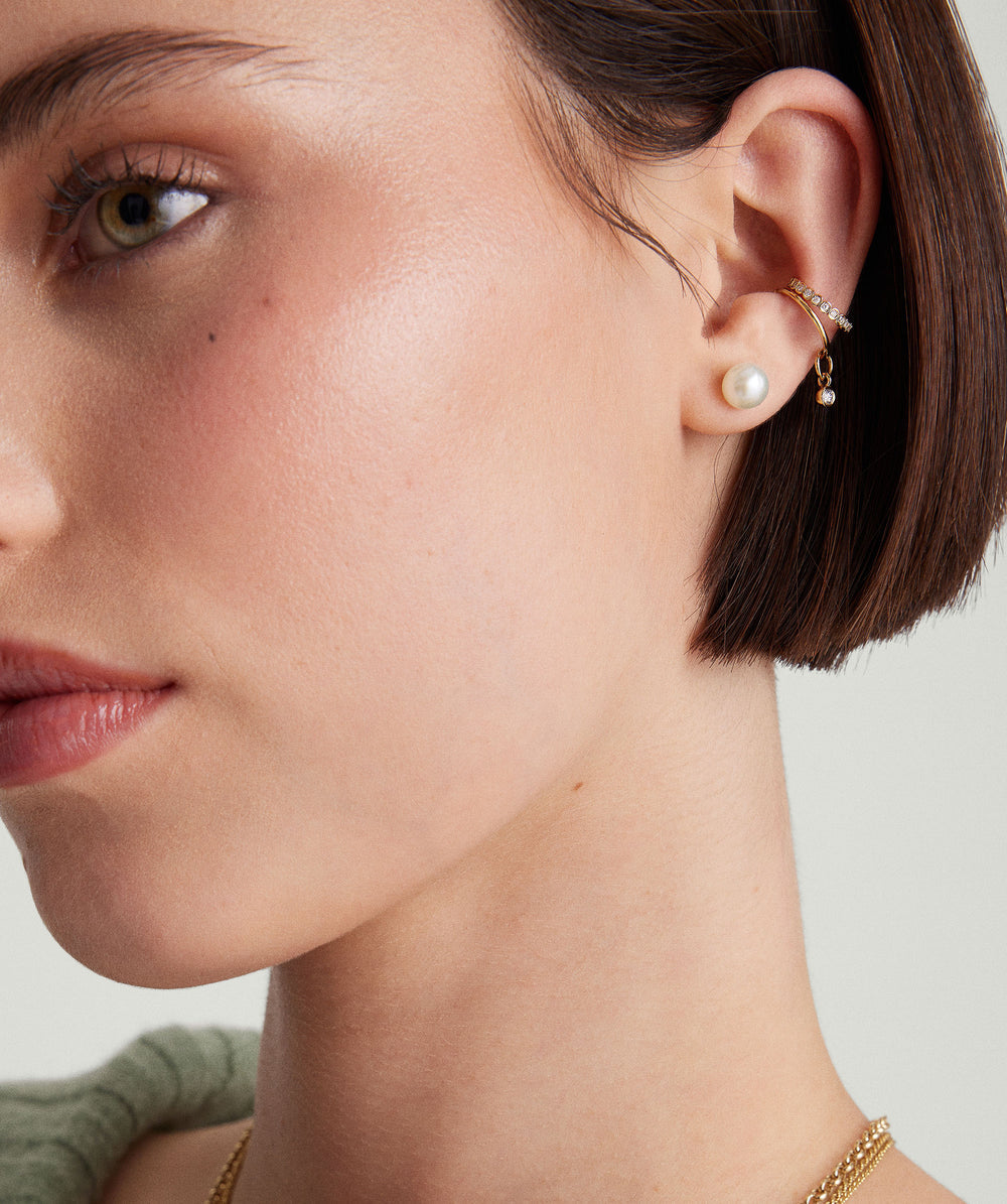 Pearl Oversized Studs – on model