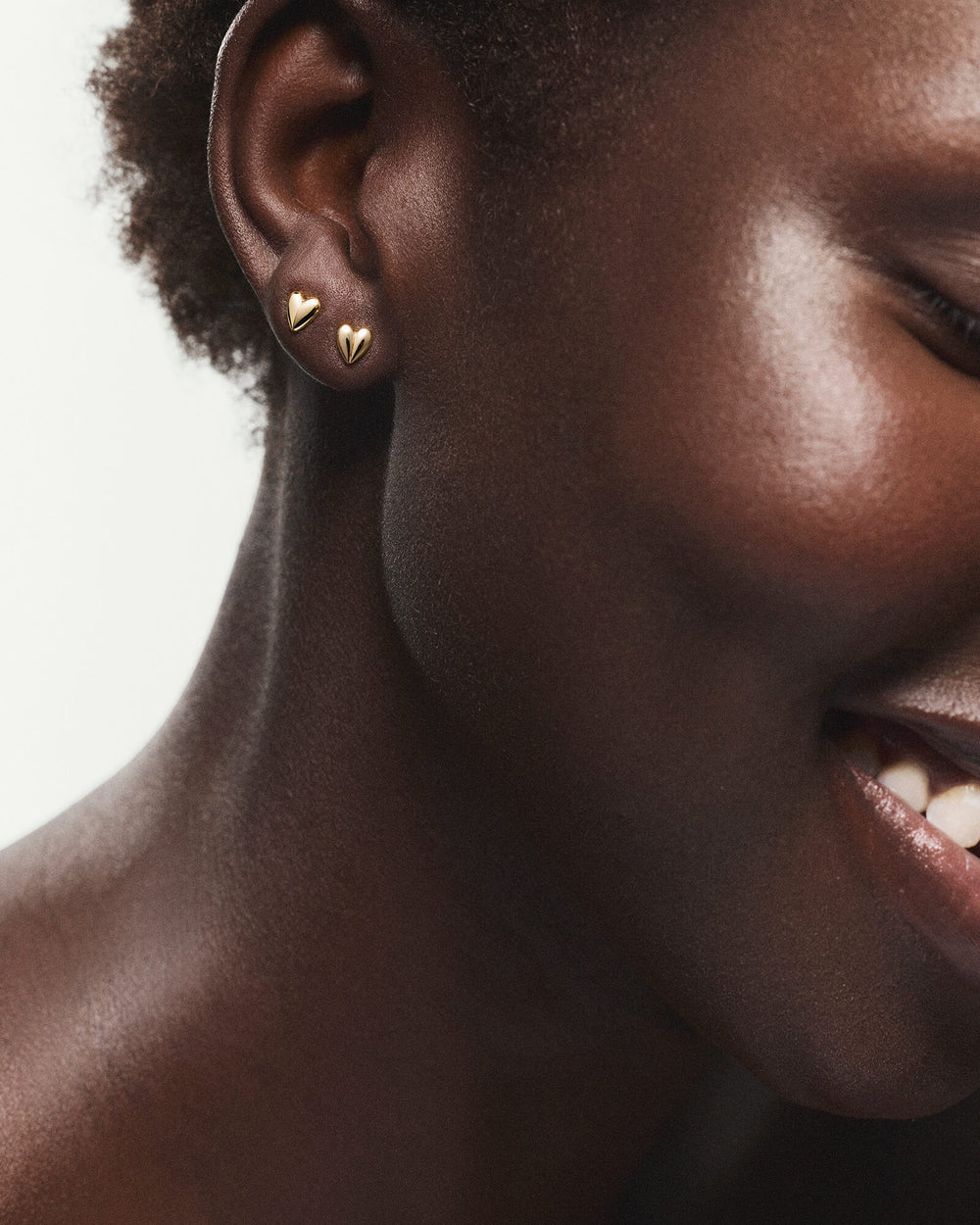 Puffy Heart Studs – on model