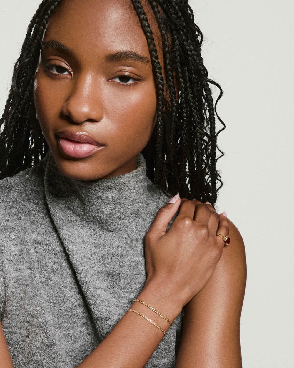 Delicate Curb Bracelet – on model