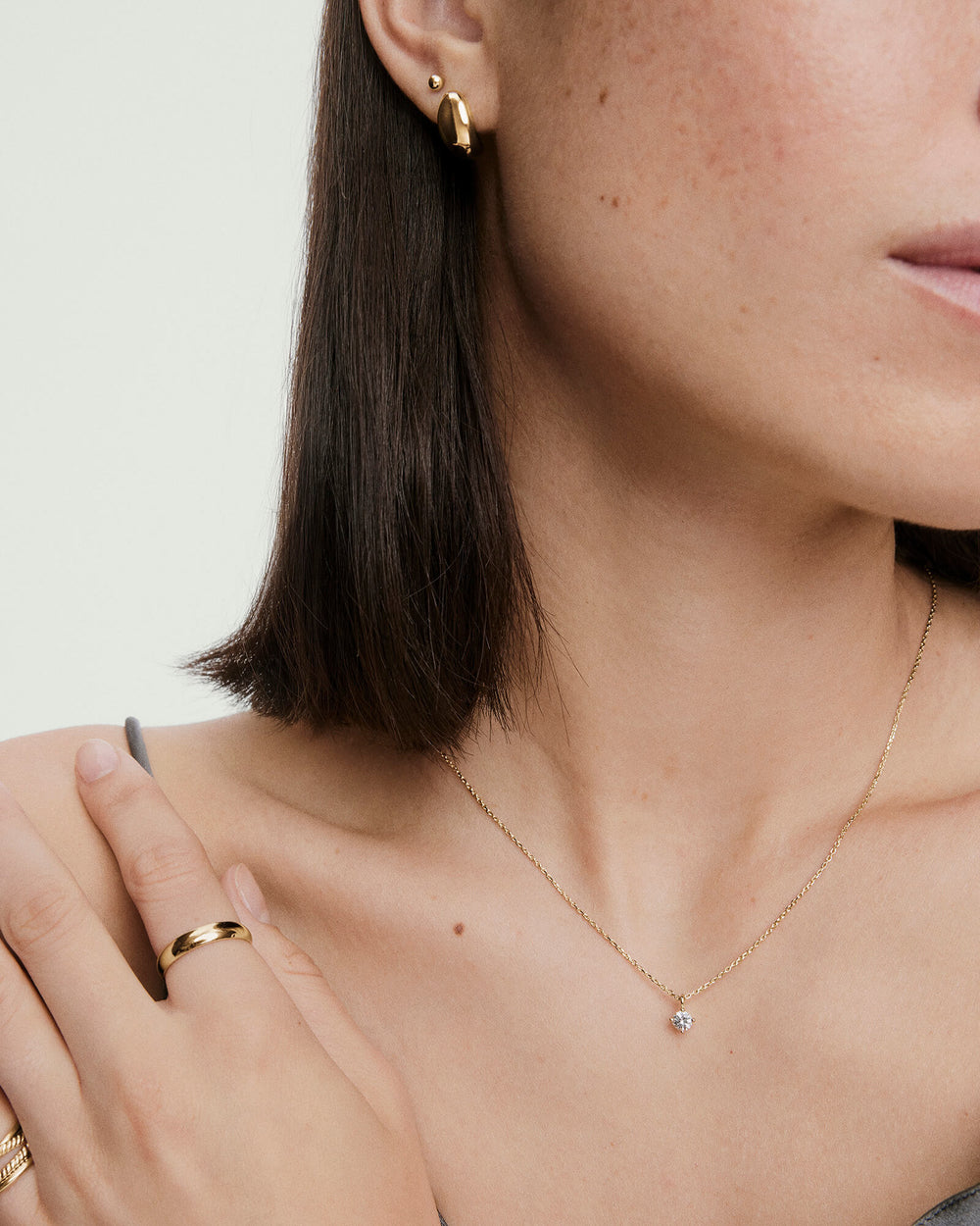 Elegant Round Lab Grown Sapphire Necklace – on model