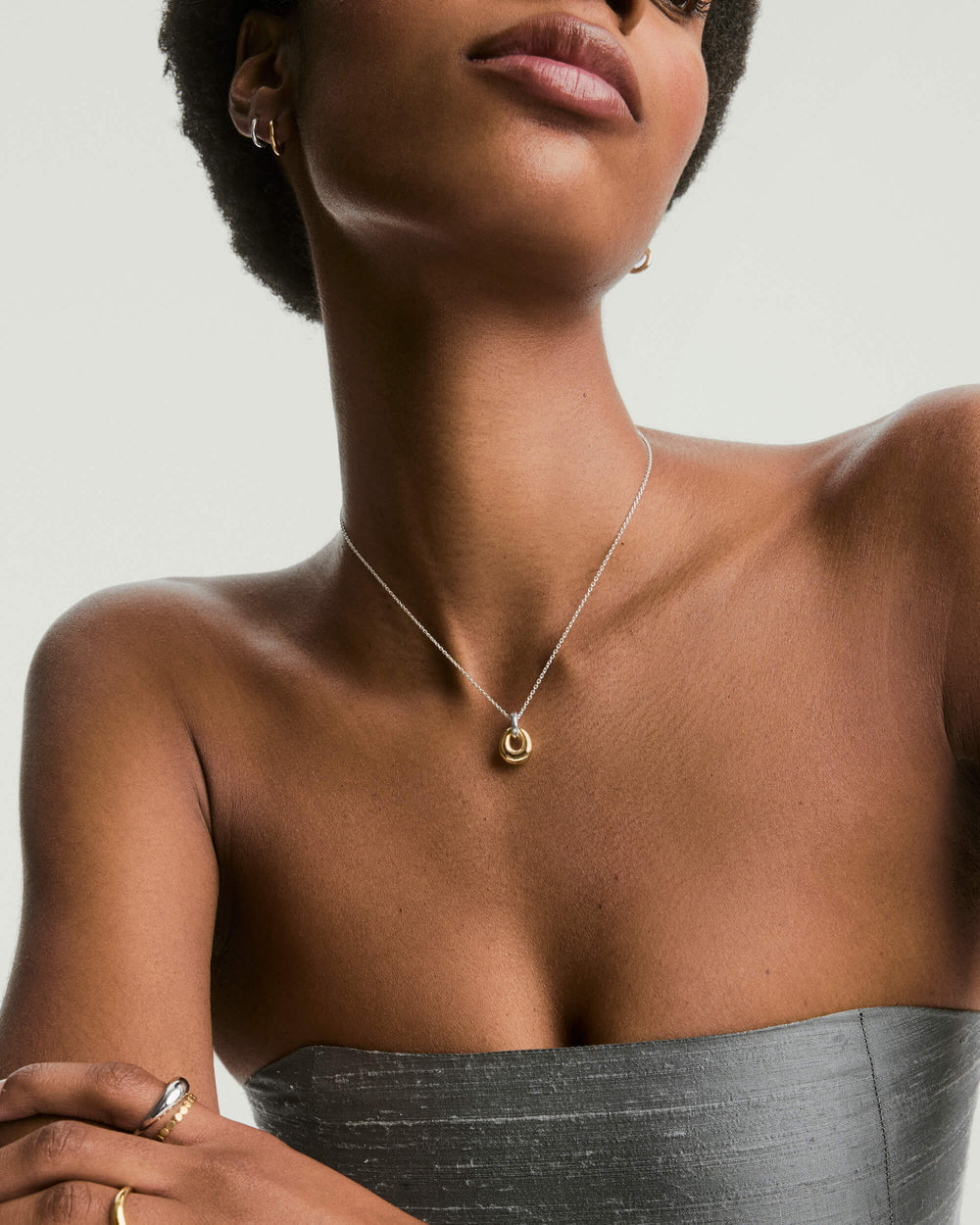 Elegant Jojo Loop Pendant Necklace – on model