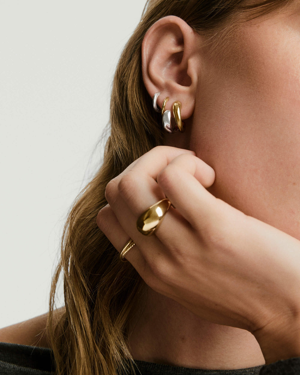 Jojo Double Hoops – on model
