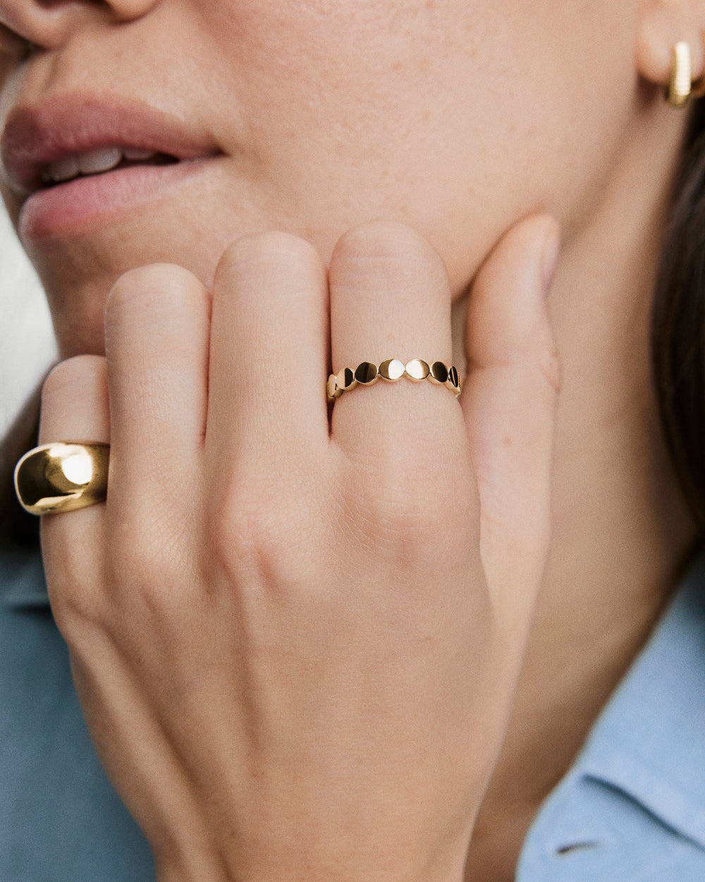 Polished Bold Dot Ring – on model