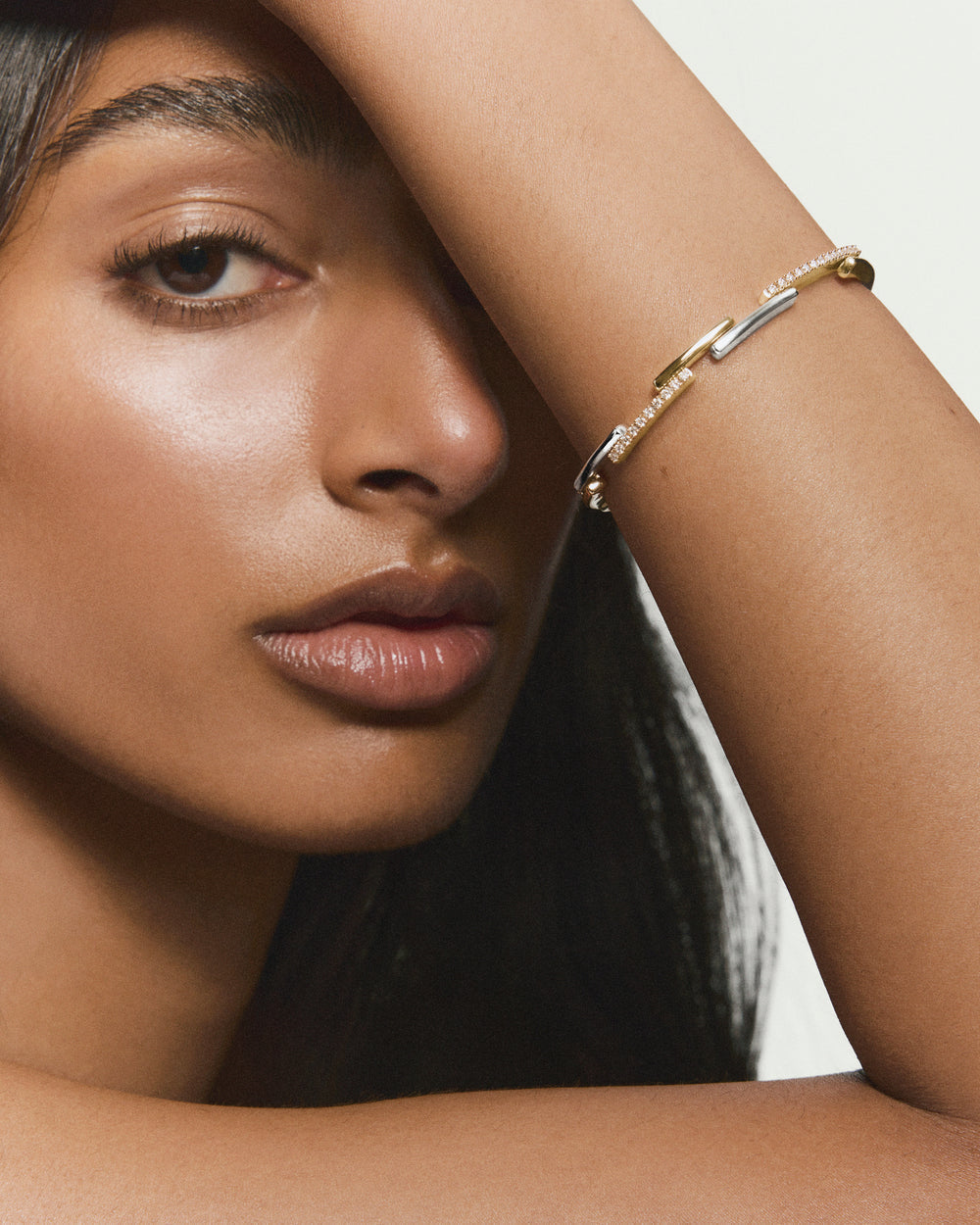 Delicate Interconnected Baseline Tennis Bracelet – on model