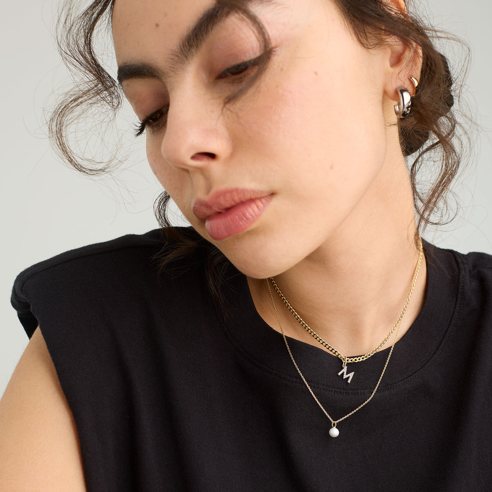 Elegant Mini Pearl Pendant Necklace – on model
