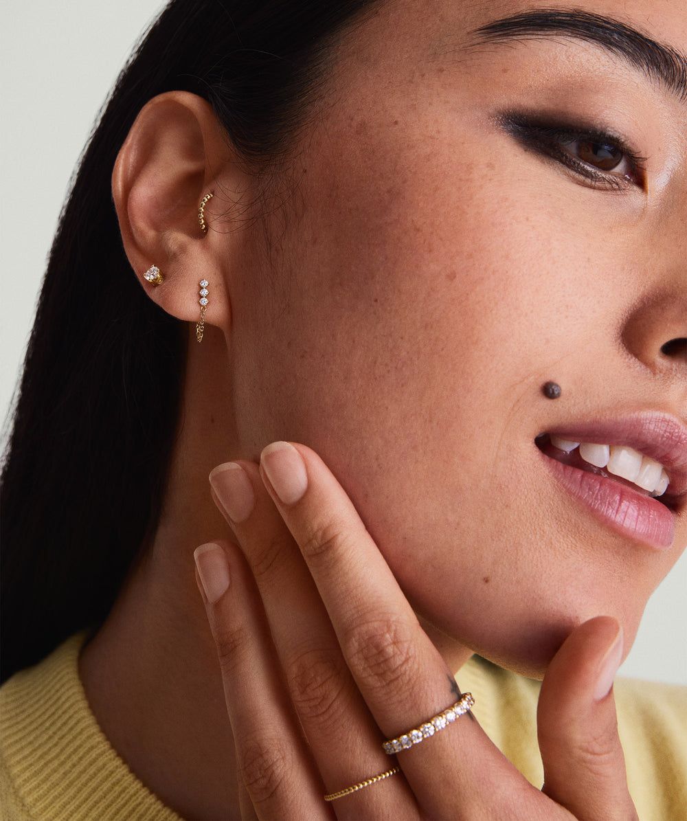 Trio Chain Stud – on model