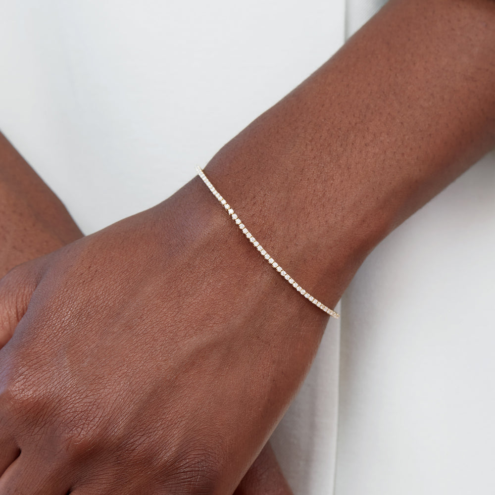Delicate Diamond Tennis Bracelet – on model